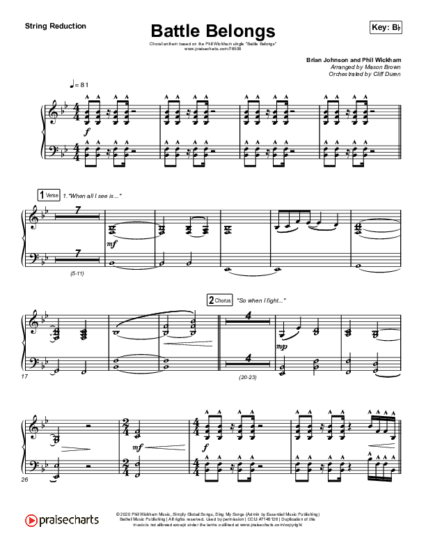 Battle Belongs (Choral Anthem SATB) String Reduction (Phil Wickham / Arr. Cliff Duren / Mason Brown)