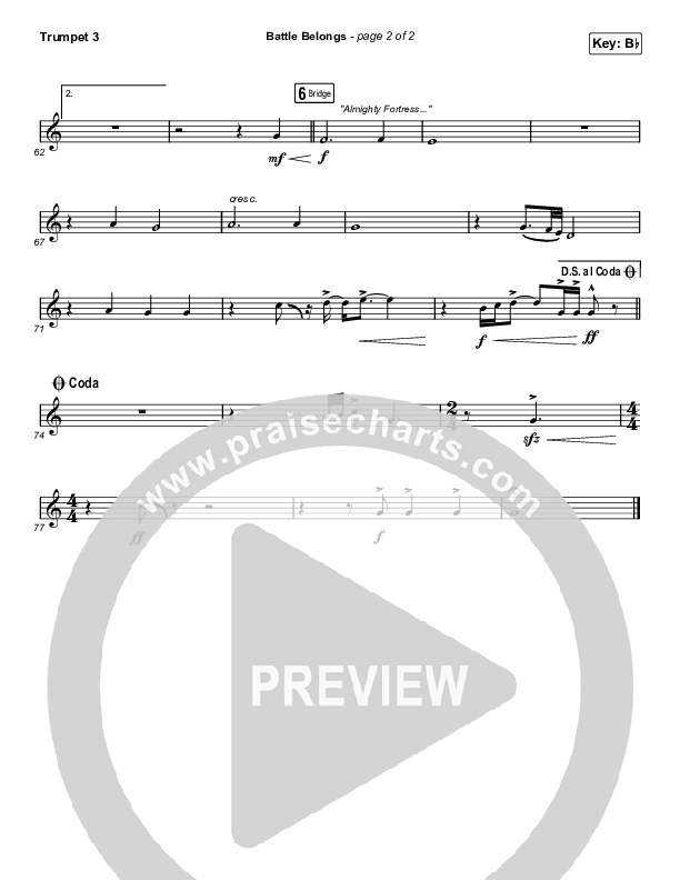 Battle Belongs (Choral Anthem SATB) Trumpet 3 (Phil Wickham / Arr. Cliff Duren / Mason Brown)