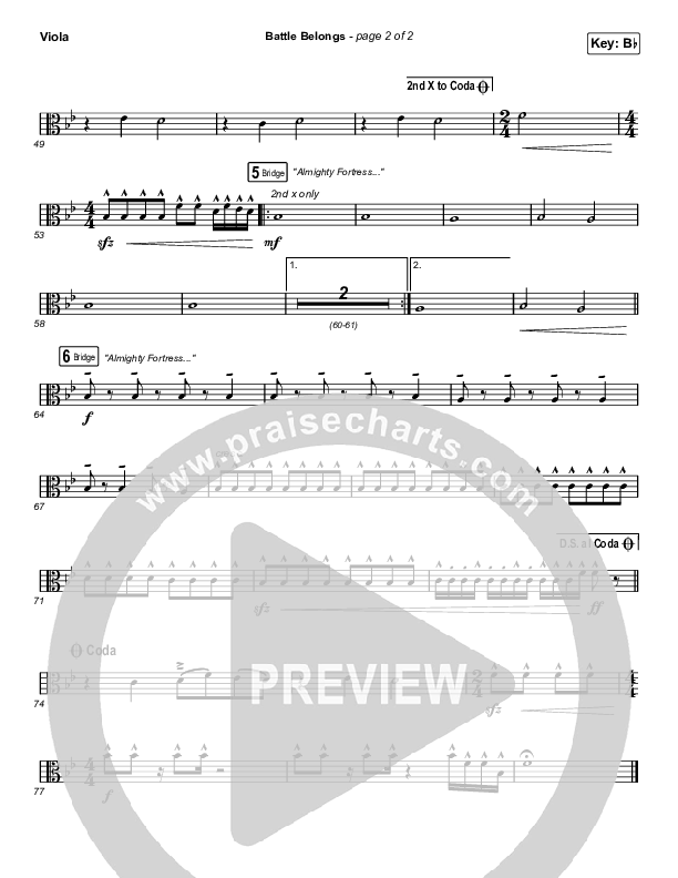 Battle Belongs (Choral Anthem SATB) Viola (Phil Wickham / Arr. Cliff Duren / Mason Brown)