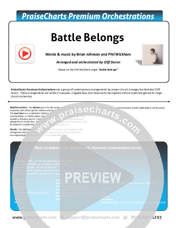 Battle Belongs (Choral Anthem SATB) Cover Sheet (Phil Wickham / Arr. Cliff Duren / Mason Brown)