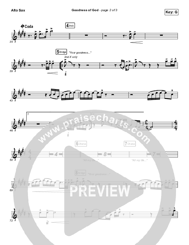 Goodness Of God Alto Sax (Church Of The City)