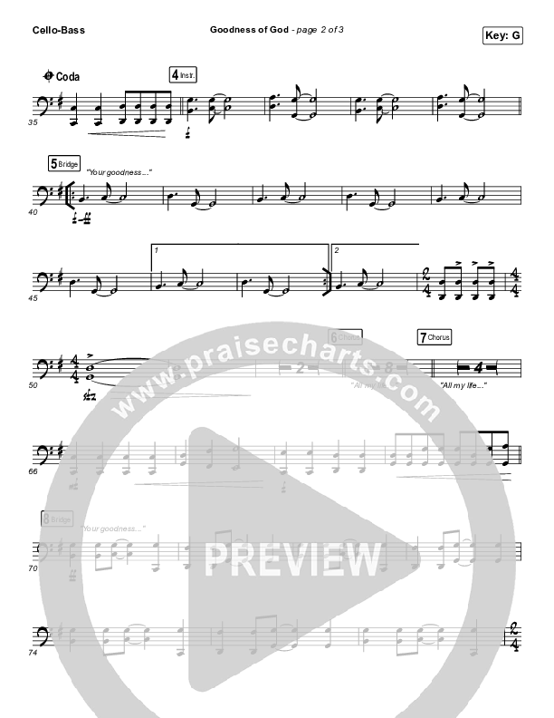 Goodness Of God Cello/Bass (Church Of The City)