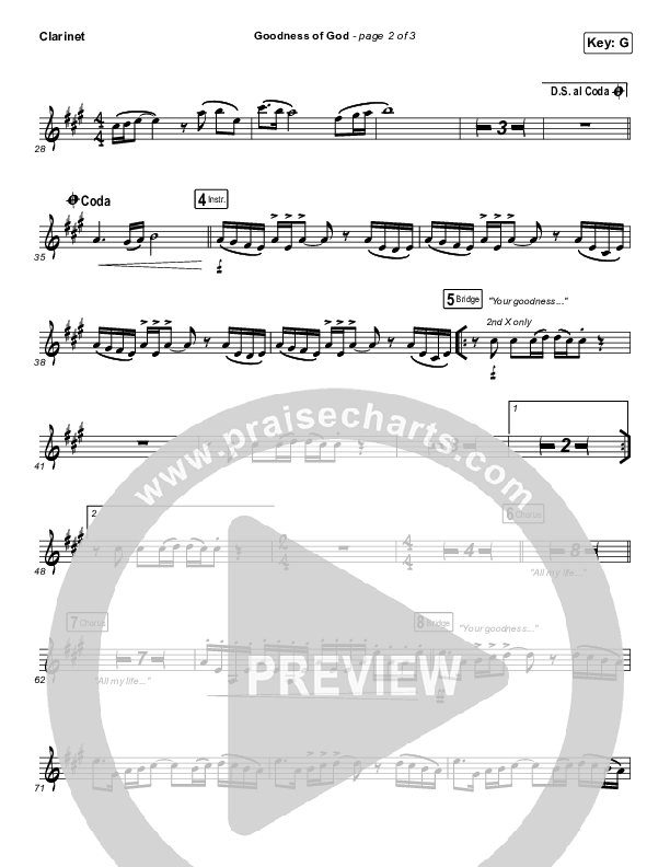 Goodness Of God Clarinet (Church Of The City)