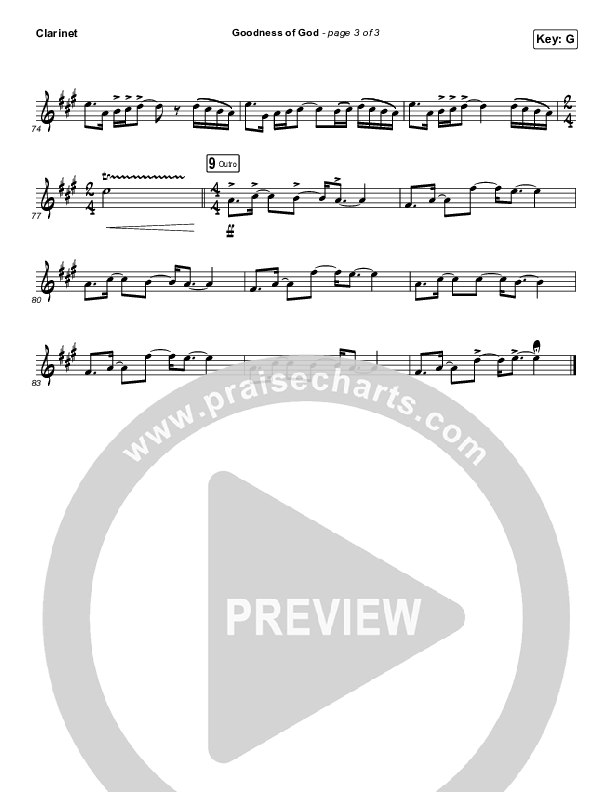 Goodness Of God Clarinet (Church Of The City)