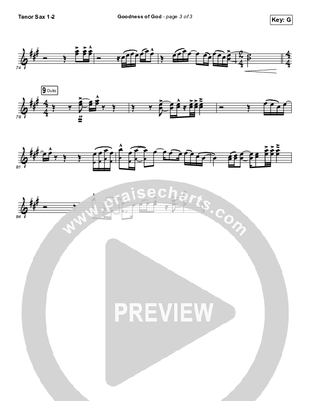 Goodness Of God Tenor Sax 1/2 (Church Of The City)
