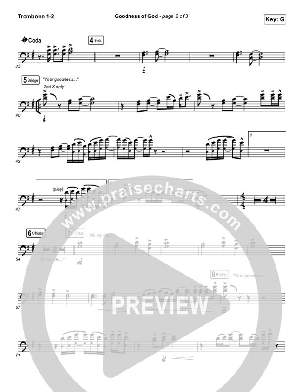 Goodness Of God Trombone 1/2 (Church Of The City)