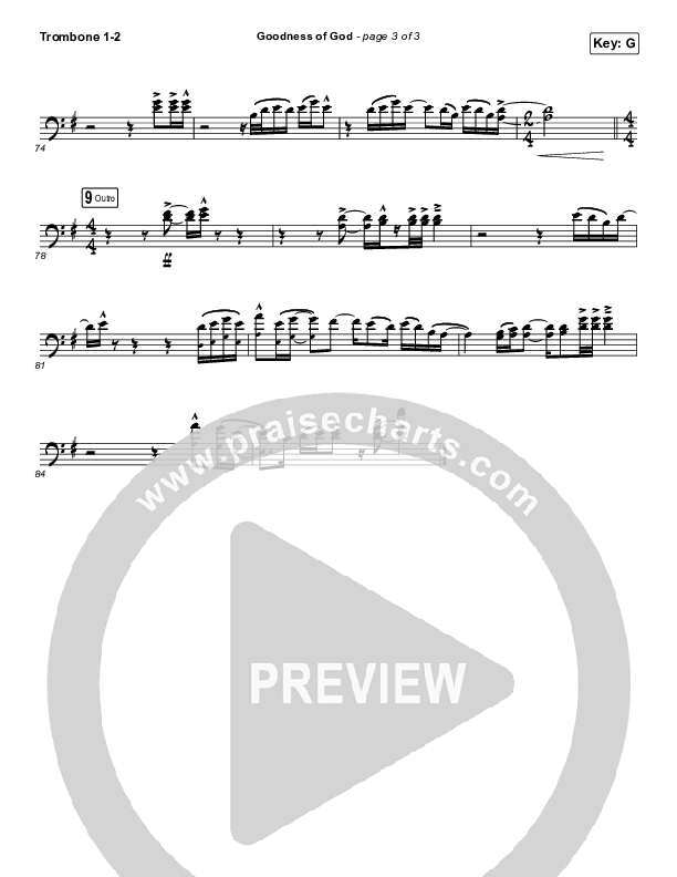 Goodness Of God Trombone 1/2 (Church Of The City)