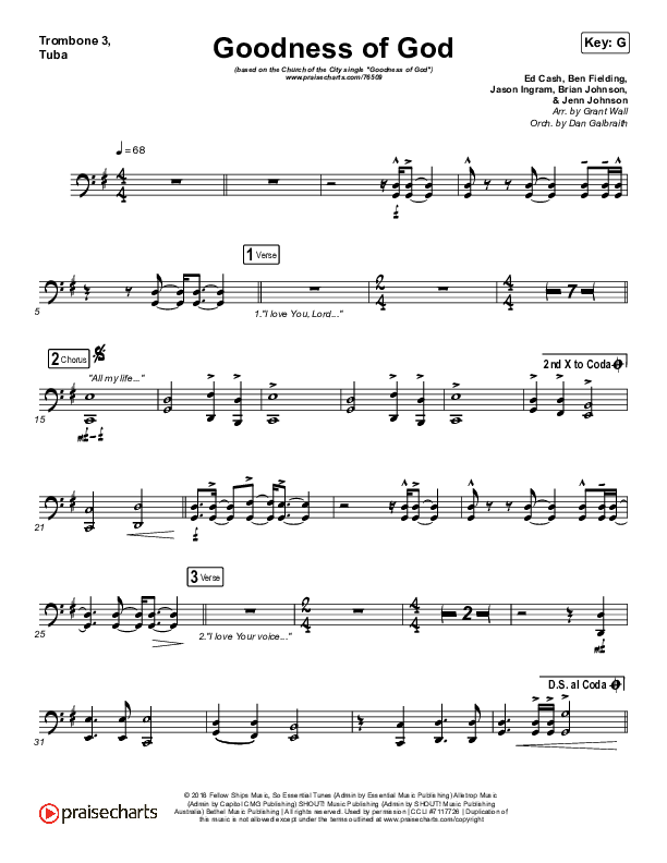 Goodness Of God Trombone 3/Tuba (Church Of The City)