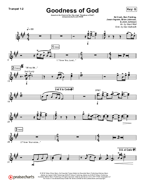 Goodness Of God Trumpet 1,2 (Church Of The City)