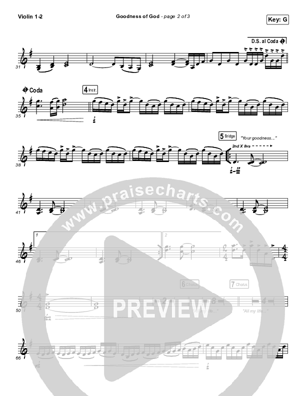 Goodness Of God Violin 1/2 (Church Of The City)