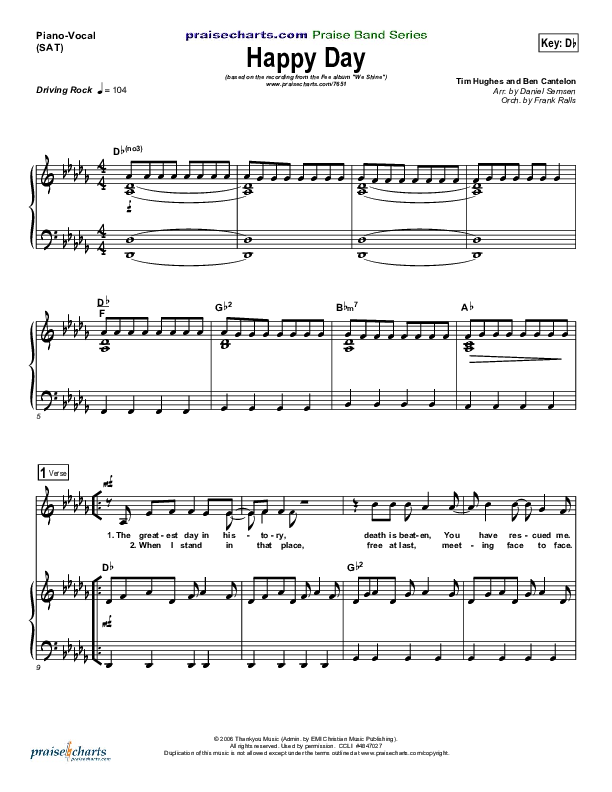 Happy Day Piano/Vocal (SATB) (FEE Band)