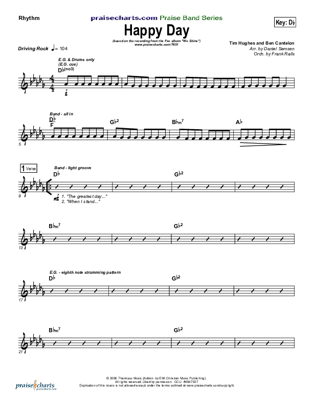 Happy Day Rhythm Chart (FEE Band)