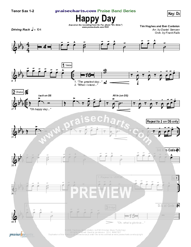 Happy Day Tenor Sax 1/2 (FEE Band)