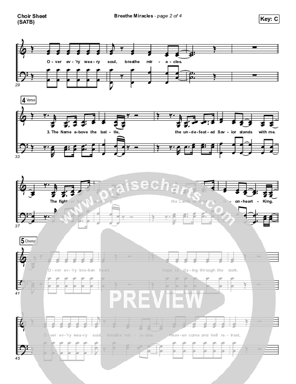 Breathe Miracles Choir Sheet (SATB) (Red Rocks Worship)