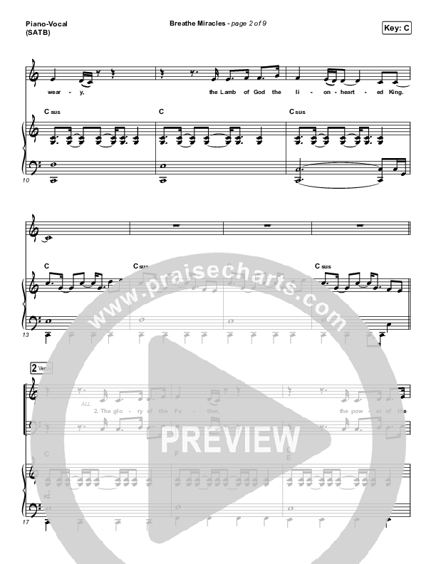 Breathe Miracles Piano/Vocal Pack (Red Rocks Worship)