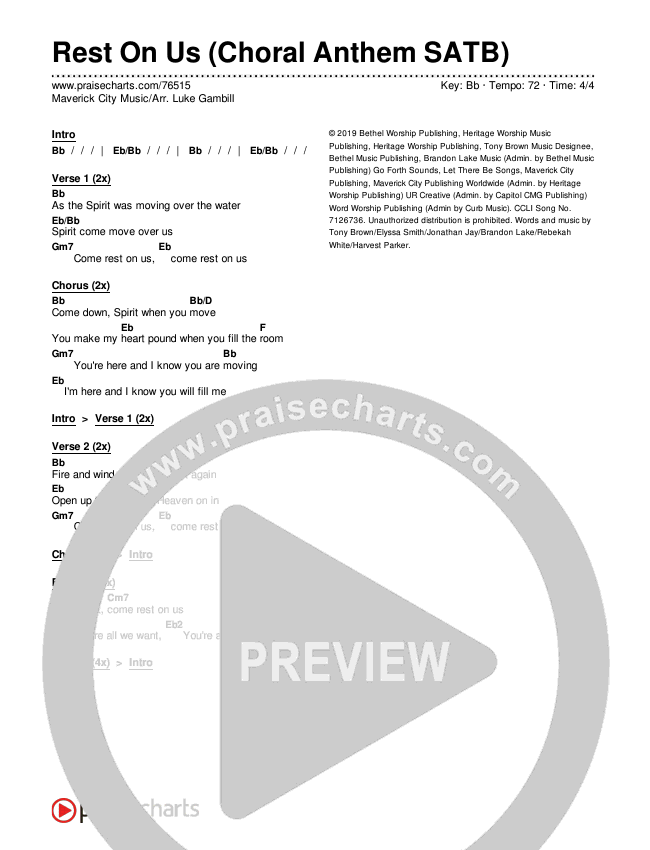 Rest On Us (Choral Anthem SATB) Chords & Lyrics (Maverick City Music / Arr. Luke Gambill)