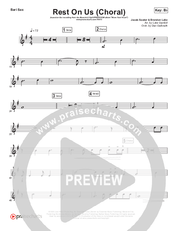 Rest On Us (Choral Anthem SATB) Bari Sax (Maverick City Music / Arr. Luke Gambill)