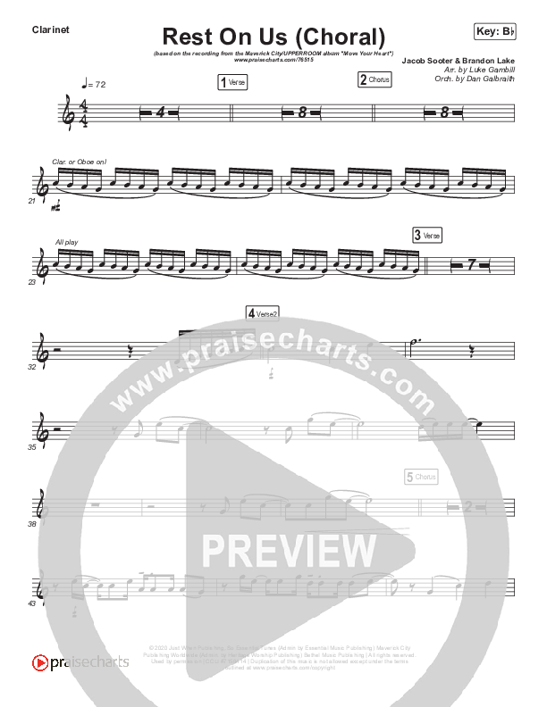 Rest On Us (Choral Anthem SATB) Clarinet (Maverick City Music / Arr. Luke Gambill)