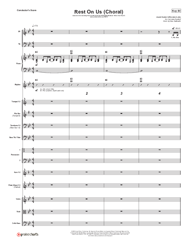 Rest On Us (Choral Anthem SATB) Orchestration (Maverick City Music / Arr. Luke Gambill)