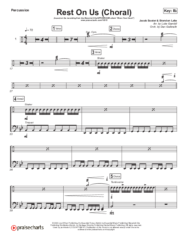 Rest On Us (Choral Anthem SATB) Percussion (Maverick City Music / Arr. Luke Gambill)