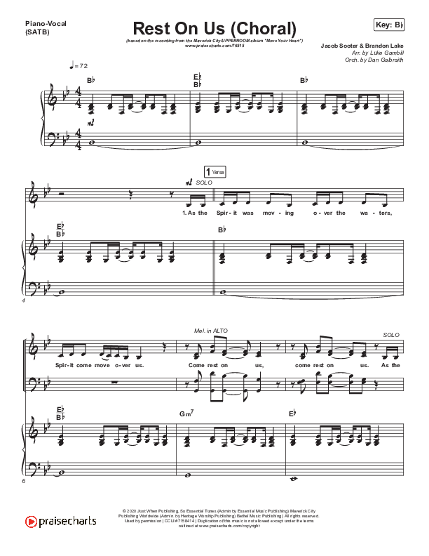 Rest On Us (Choral Anthem SATB) Piano/Vocal (SATB) (Maverick City Music / Arr. Luke Gambill)