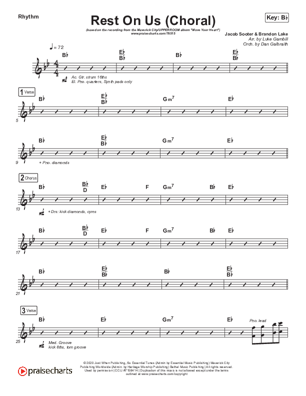 Rest On Us (Choral Anthem SATB) Rhythm Chart (Maverick City Music / Arr. Luke Gambill)