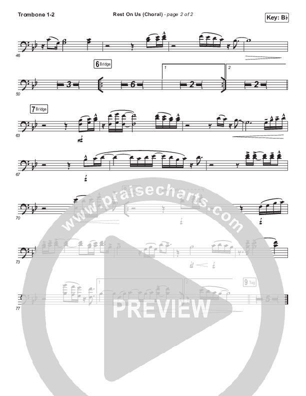 Rest On Us (Choral Anthem SATB) Trombone 1/2 (Maverick City Music / Arr. Luke Gambill)