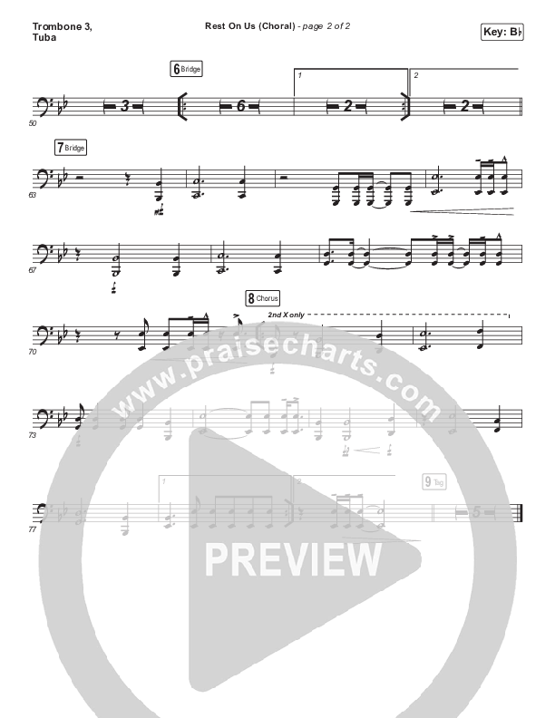 Rest On Us (Choral Anthem SATB) Trombone 3/Tuba (Maverick City Music / Arr. Luke Gambill)