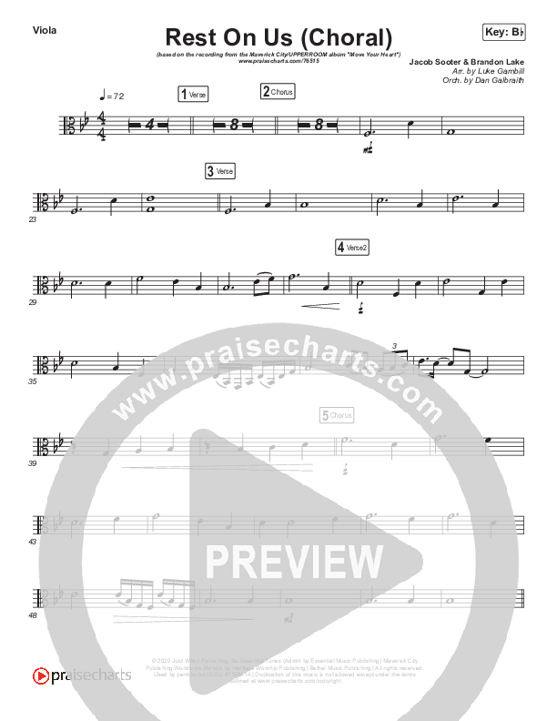 Rest On Us (Choral Anthem SATB) Viola (Maverick City Music / Arr. Luke Gambill)