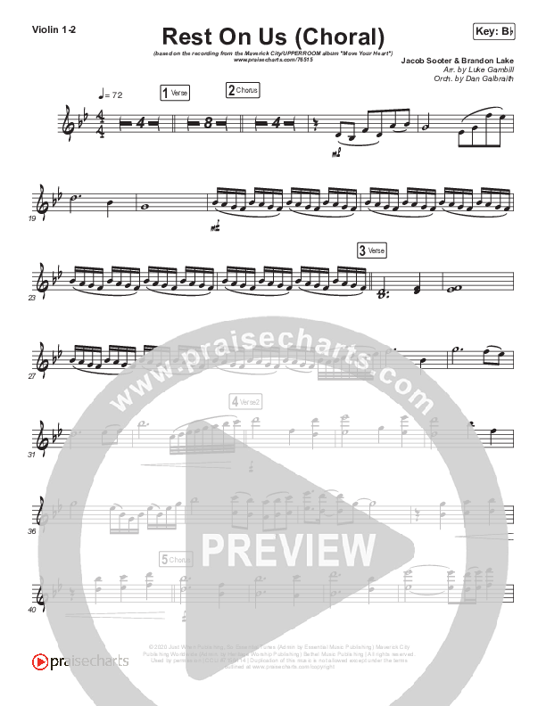 Rest On Us (Choral Anthem SATB) Violin 1/2 (Maverick City Music / Arr. Luke Gambill)