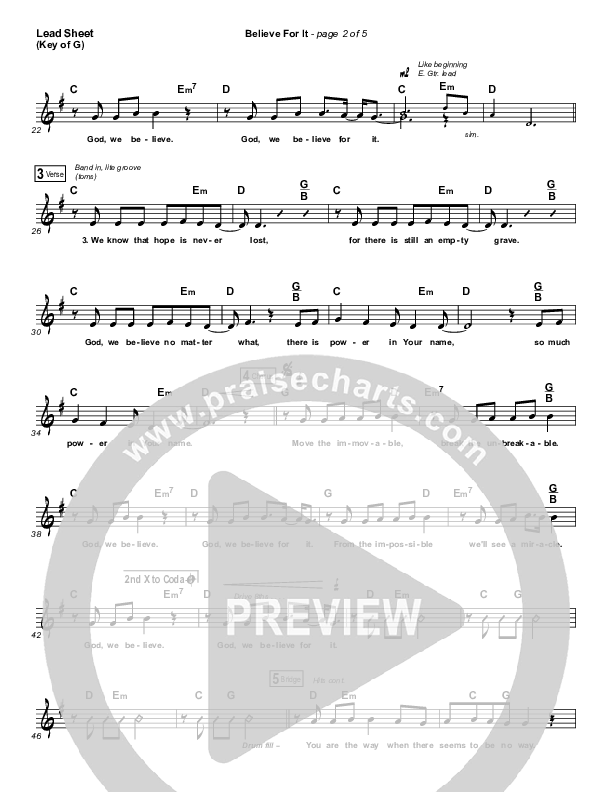 Believe For It (Choral Anthem SATB) Lead Sheet (Melody) (CeCe Winans / Arr. Luke Gambill)