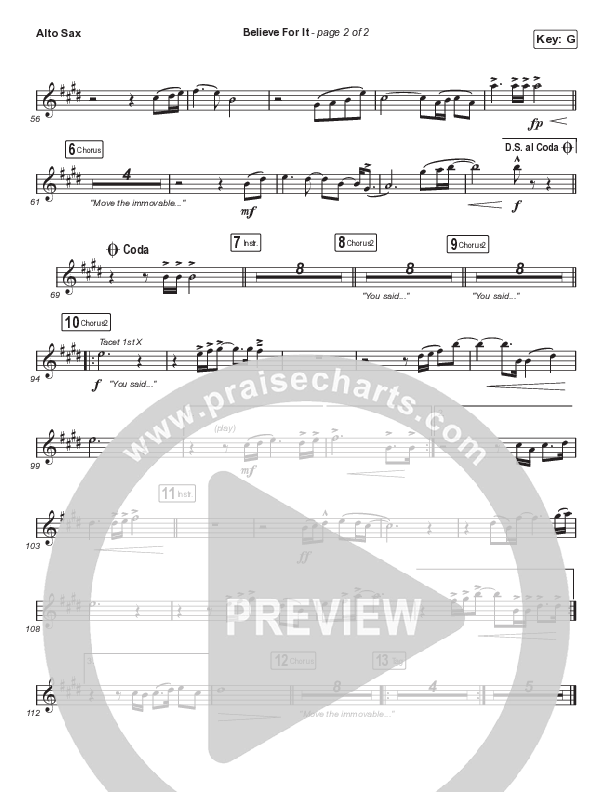 Believe For It (Choral Anthem SATB) Alto Sax (CeCe Winans / Arr. Luke Gambill)
