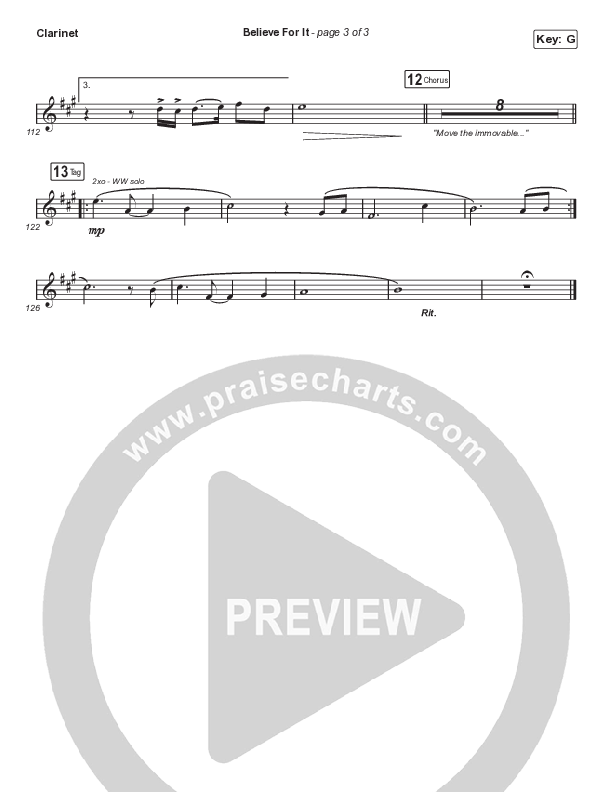 Believe For It (Choral Anthem SATB) Clarinet 1,2 (CeCe Winans / Arr. Luke Gambill)