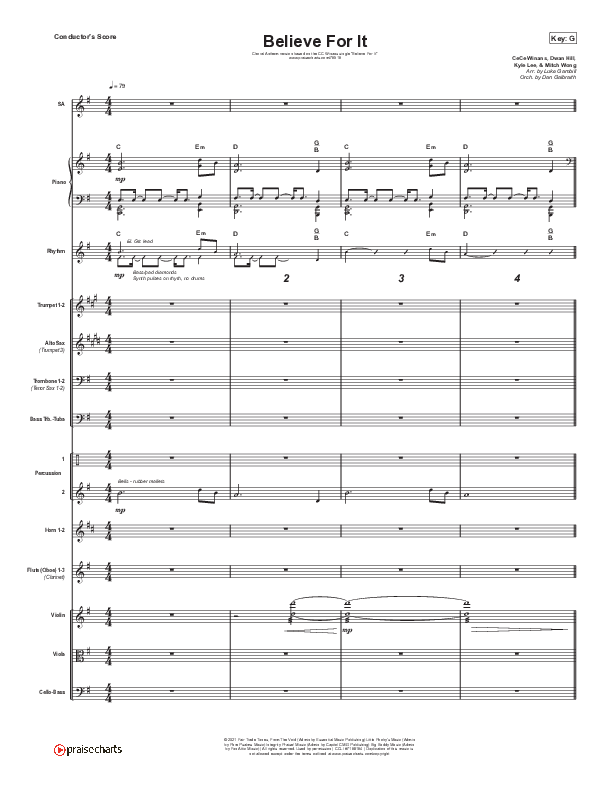 Believe For It (Choral Anthem SATB) Conductor's Score (CeCe Winans / Arr. Luke Gambill)