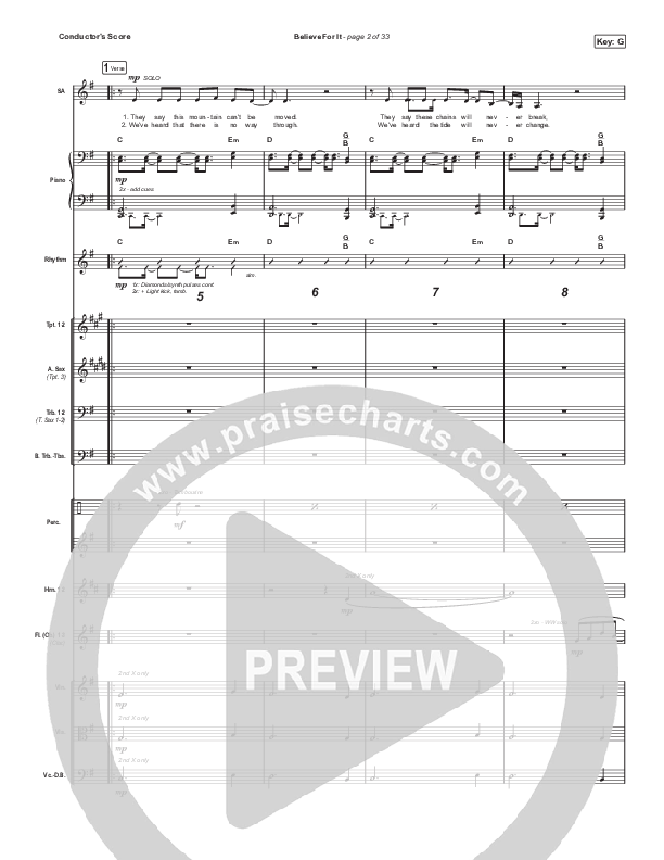 Believe For It (Choral Anthem SATB) Orchestration (CeCe Winans / Arr. Luke Gambill)