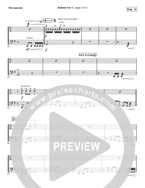 Believe For It (Choral Anthem SATB) Percussion (CeCe Winans / Arr. Luke Gambill)