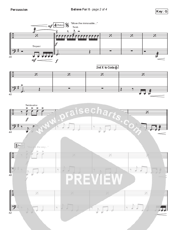 Believe For It (Choral Anthem SATB) Percussion (CeCe Winans / Arr. Luke Gambill)