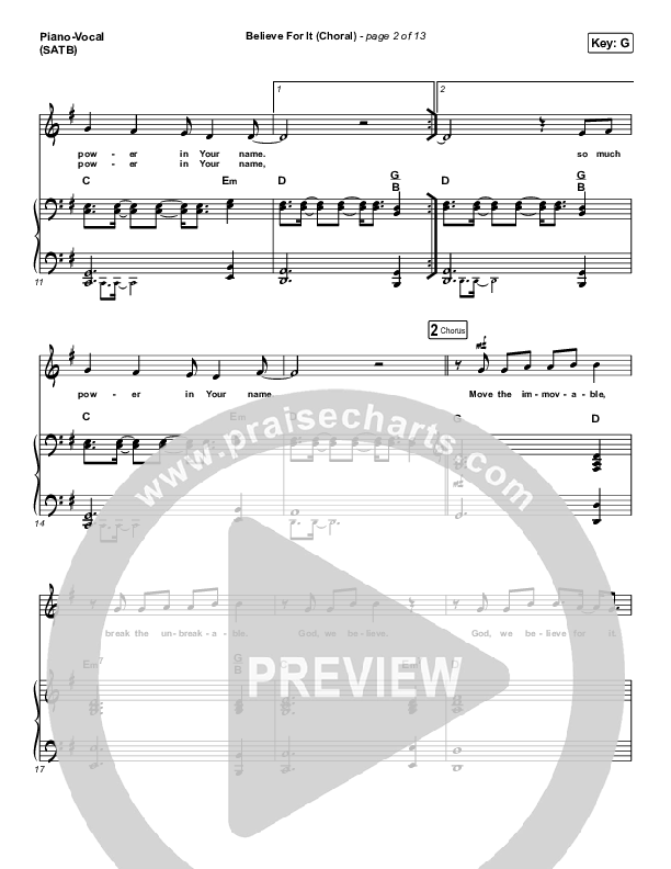 Believe For It (Choral Anthem SATB) Piano/Vocal Pack (CeCe Winans / Arr. Luke Gambill)