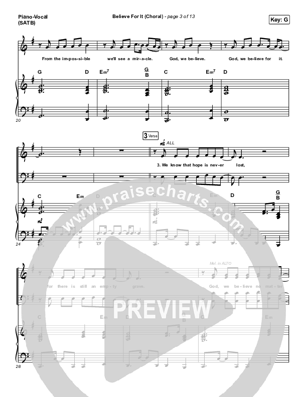 Believe For It (Choral Anthem SATB) Piano/Vocal Pack (CeCe Winans / Arr. Luke Gambill)