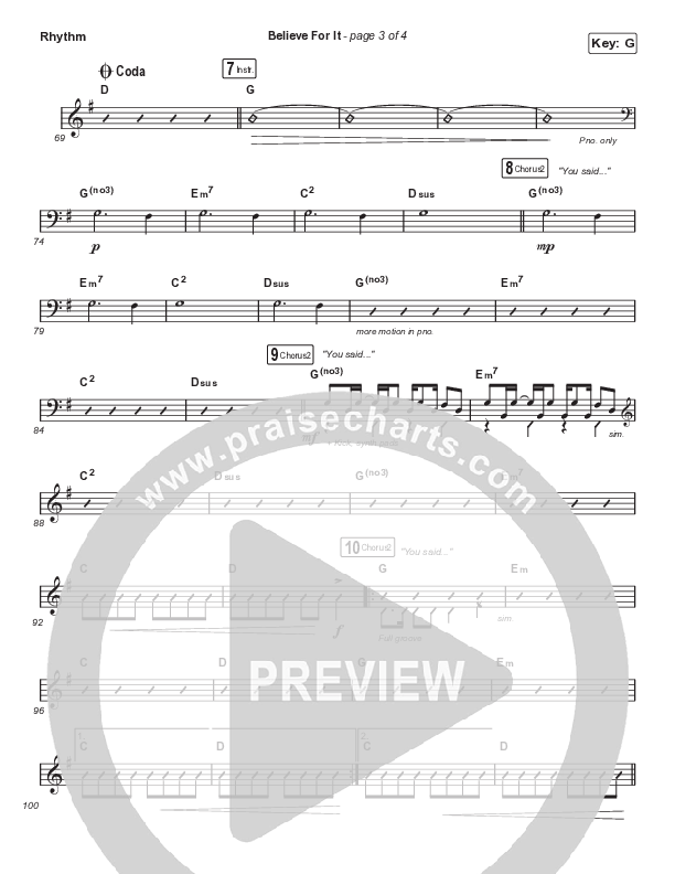 Believe For It (Choral Anthem SATB) Rhythm Chart (CeCe Winans / Arr. Luke Gambill)