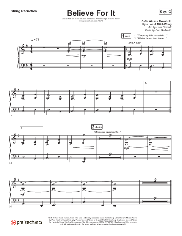 Believe For It (Choral Anthem SATB) String Reduction (CeCe Winans / Arr. Luke Gambill)