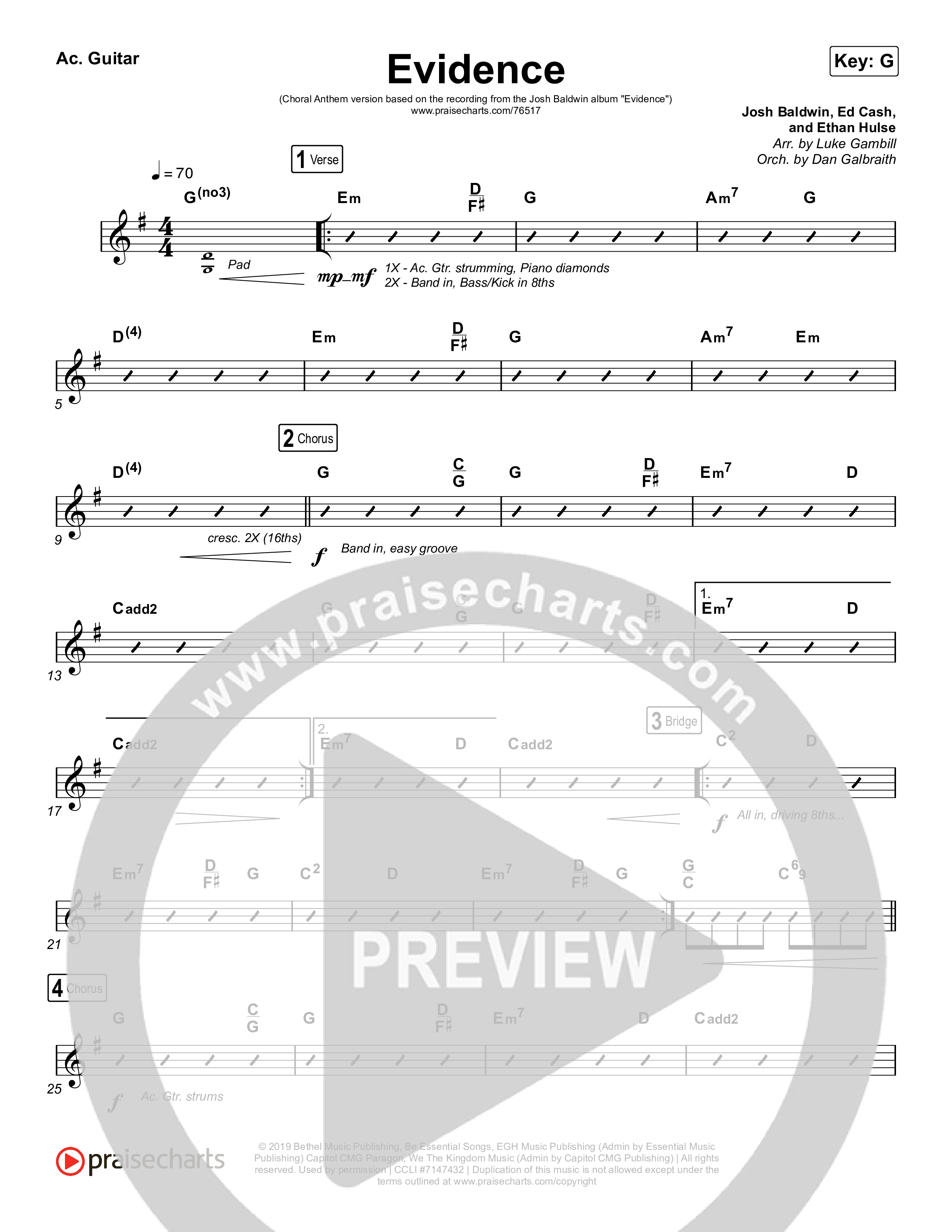 Evidence (Choral Anthem SATB) Acoustic Guitar (Josh Baldwin / Arr. Luke Gambill)