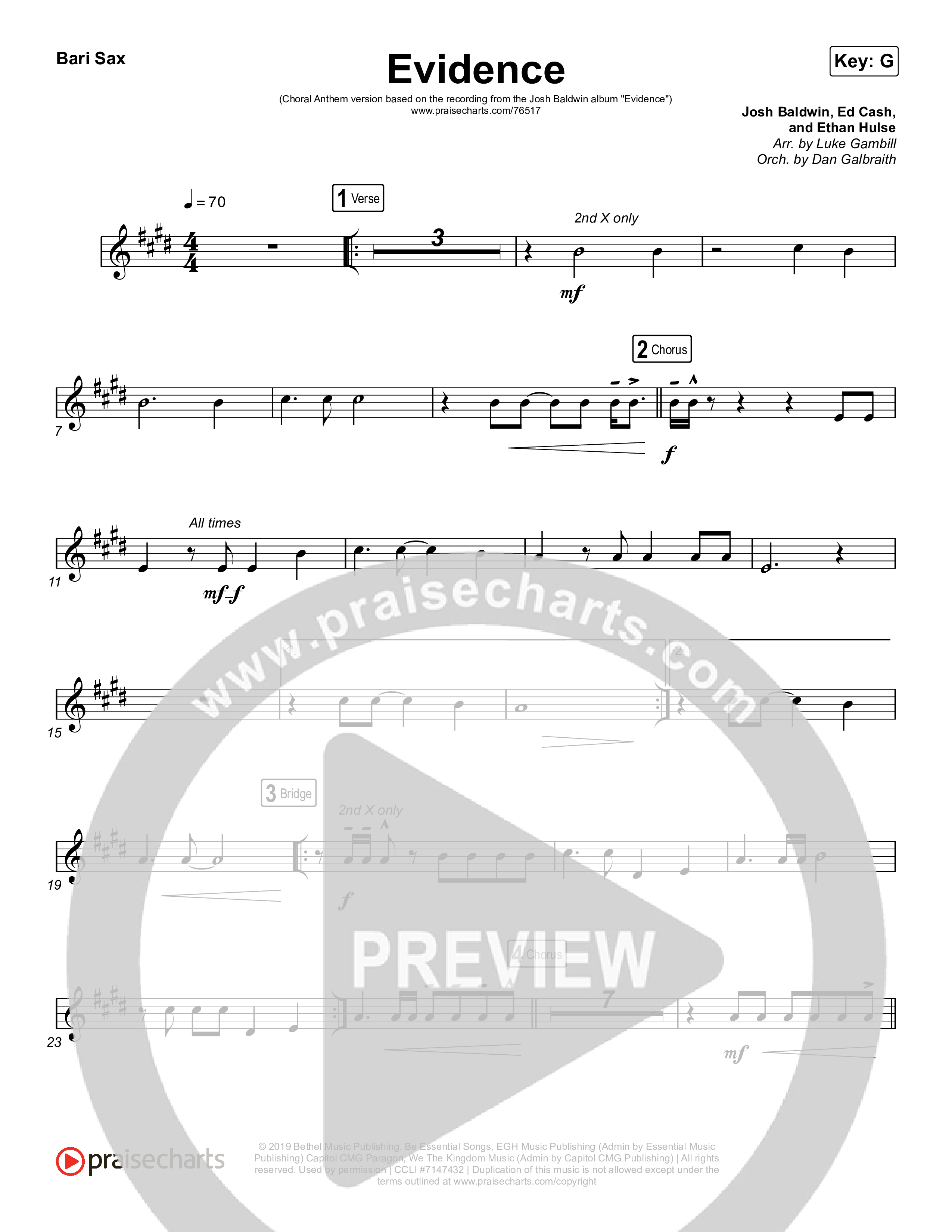 Evidence (Choral Anthem SATB) Bari Sax (Josh Baldwin / Arr. Luke Gambill)