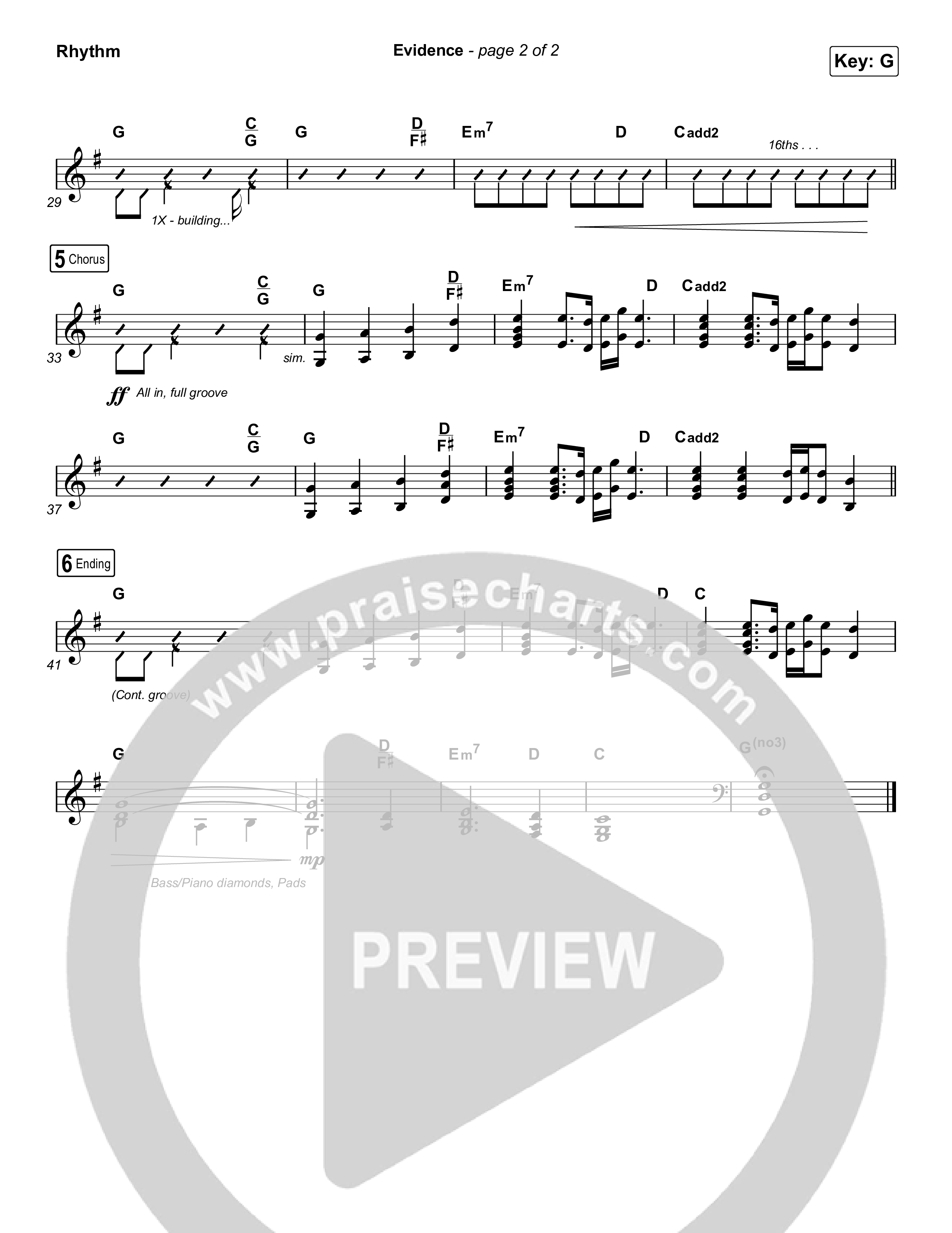 Evidence (Choral Anthem SATB) Rhythm Chart (Josh Baldwin / Arr. Luke Gambill)