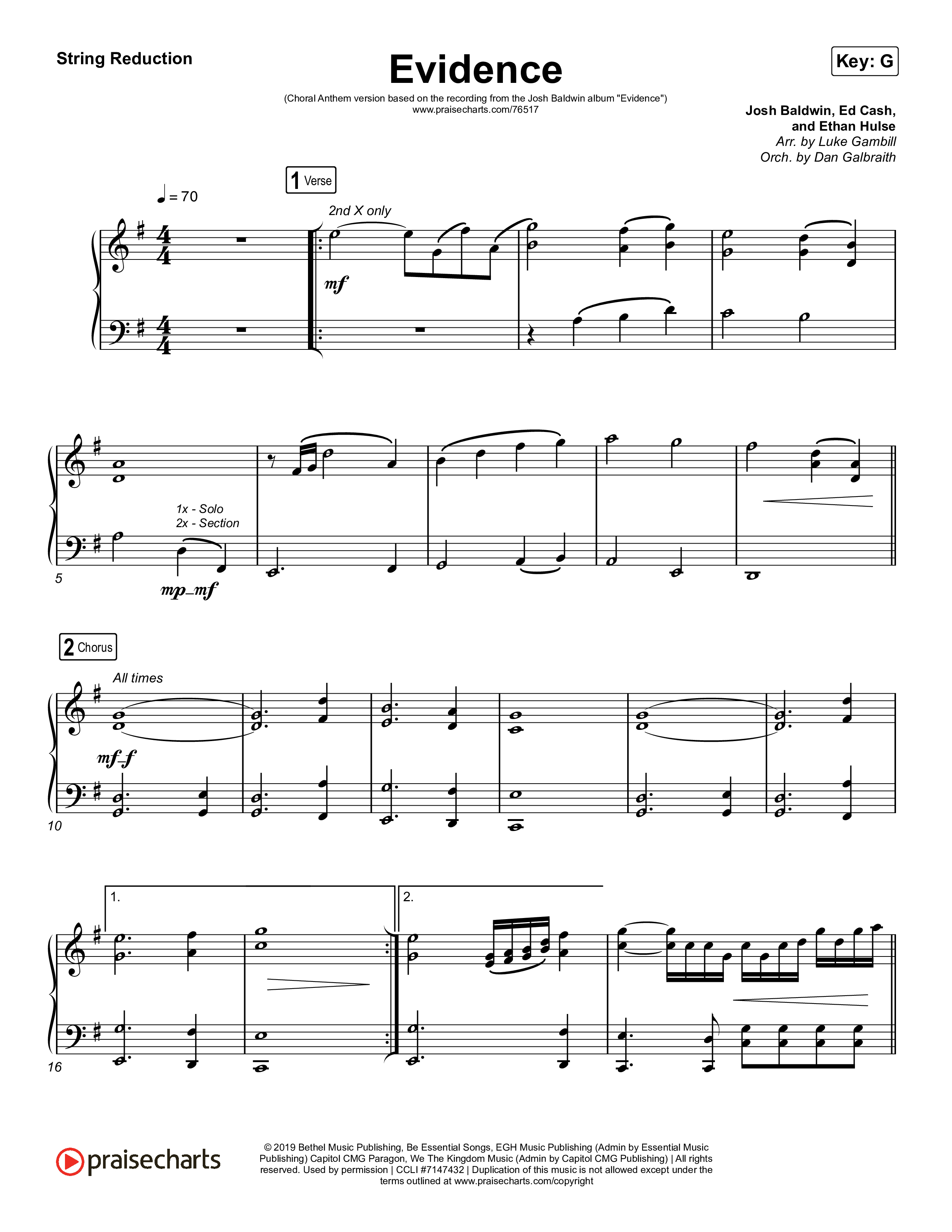 Evidence (Choral Anthem SATB) String Reduction (Josh Baldwin / Arr. Luke Gambill)
