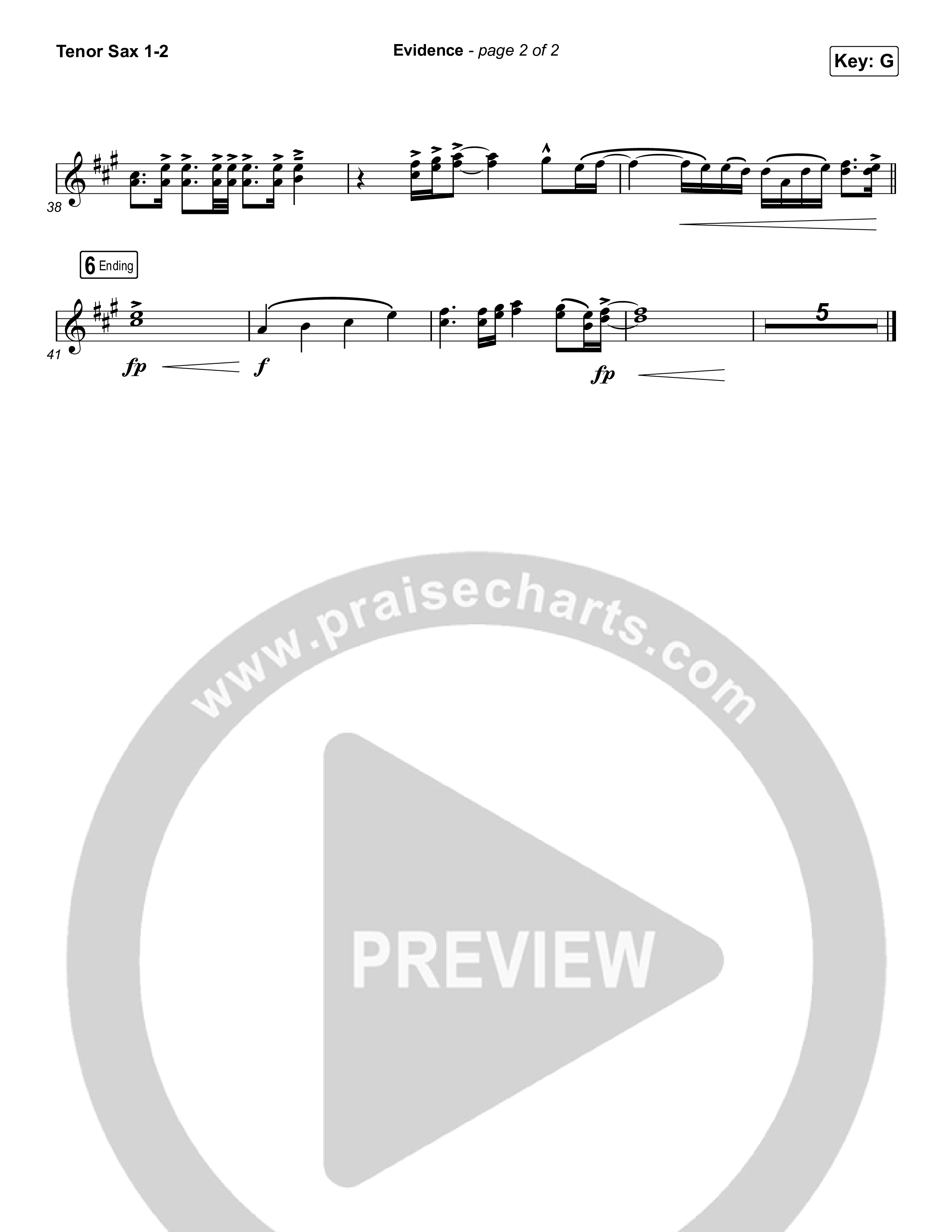 Evidence (Choral Anthem SATB) Tenor Sax 1/2 (Josh Baldwin / Arr. Luke Gambill)