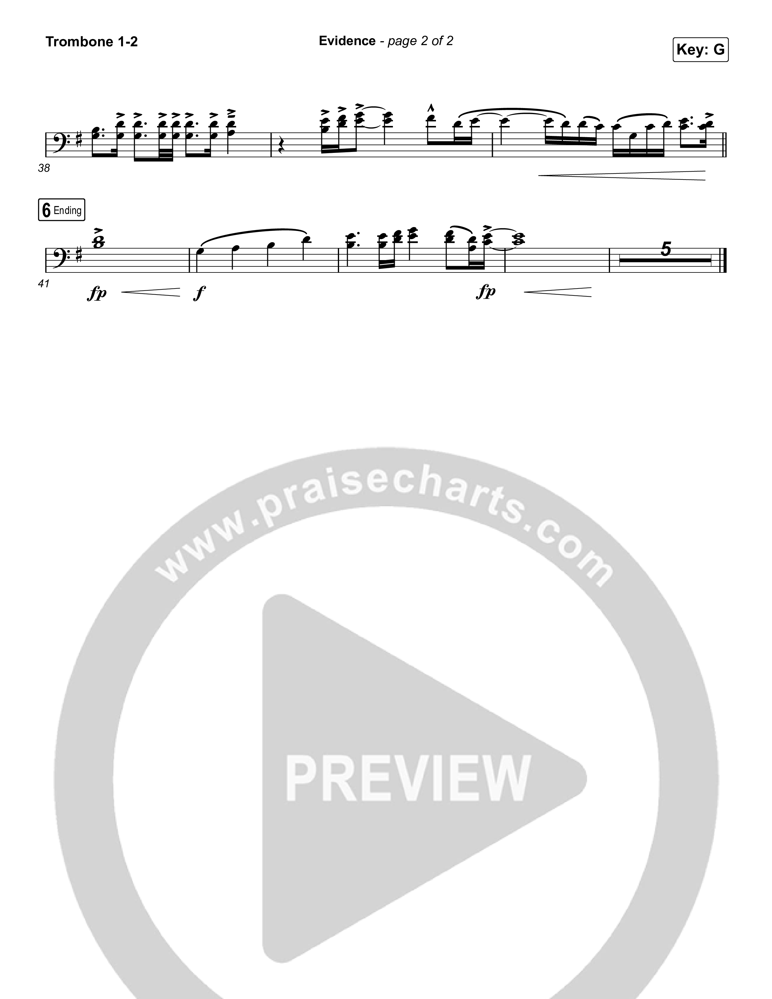 Evidence (Choral Anthem SATB) Trombone 1/2 (Josh Baldwin / Arr. Luke Gambill)