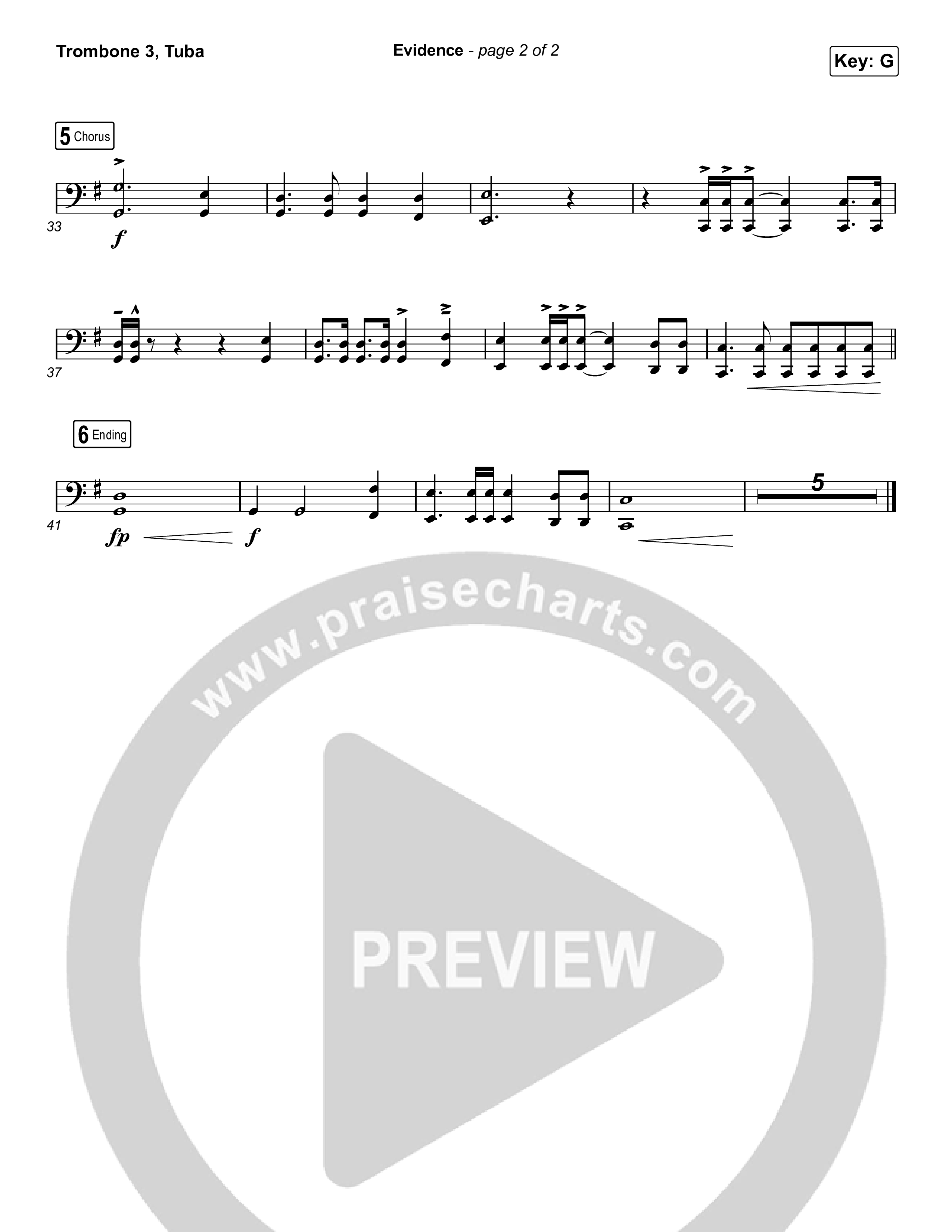Evidence (Choral Anthem SATB) Trombone 3/Tuba (Josh Baldwin / Arr. Luke Gambill)