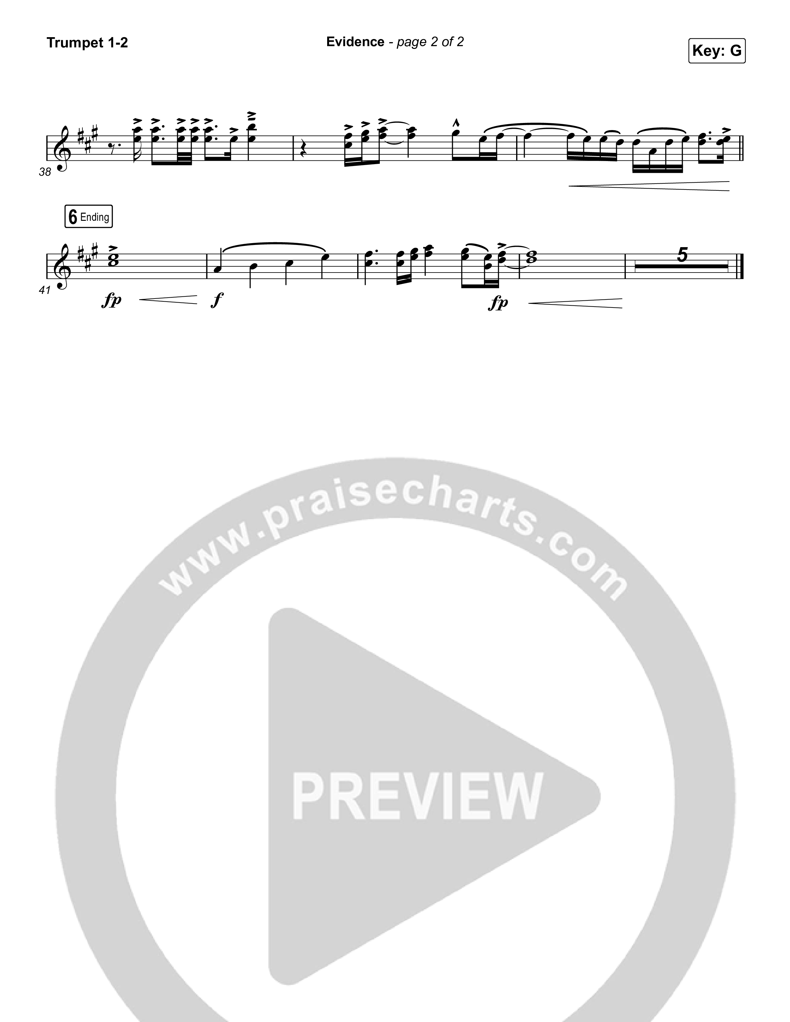 Evidence (Choral Anthem SATB) Trumpet 1,2 (Josh Baldwin / Arr. Luke Gambill)