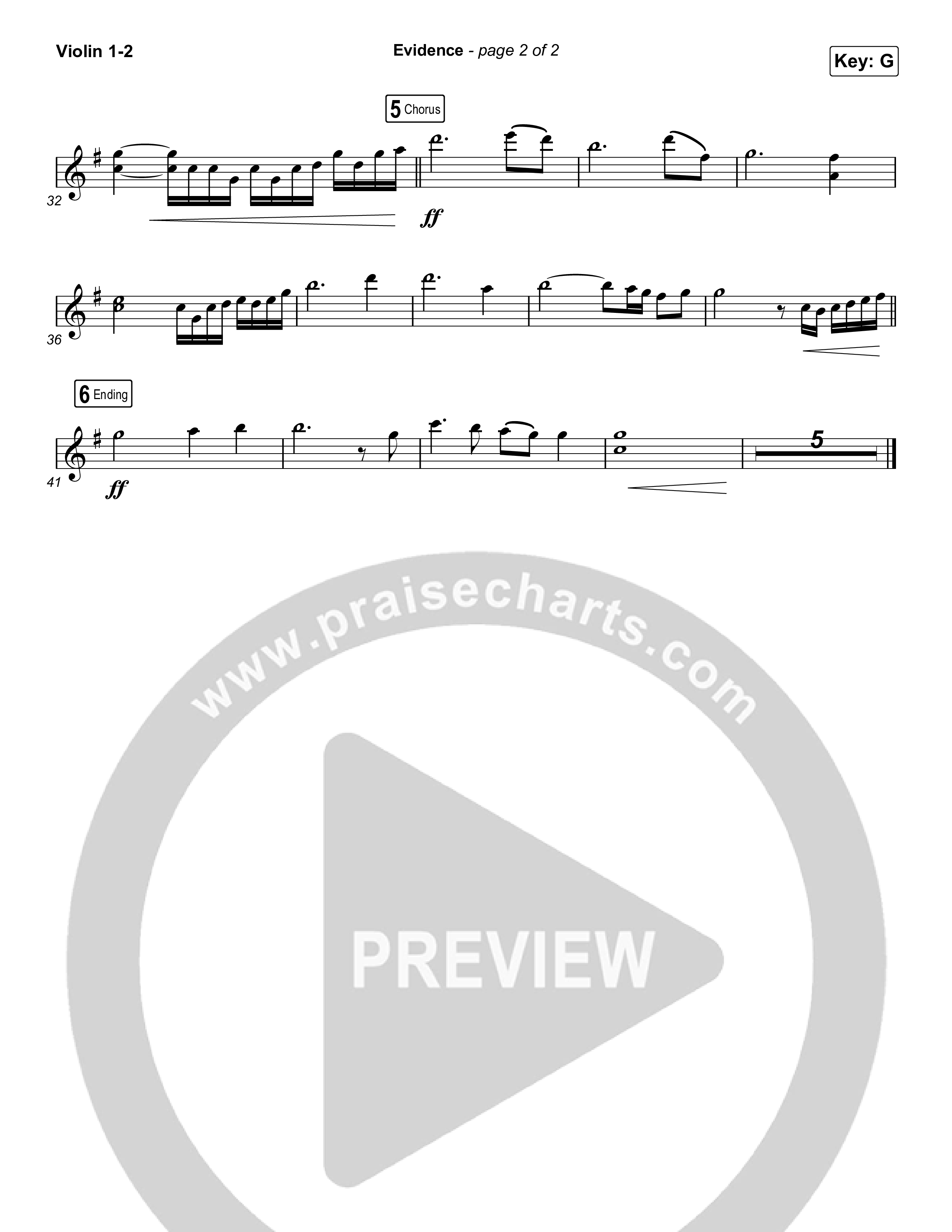 Evidence (Choral Anthem SATB) Violin 1/2 (Josh Baldwin / Arr. Luke Gambill)